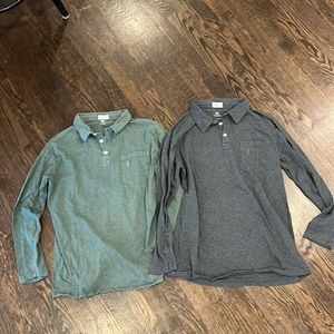 Johnnie O long sleeve polo. Heather green and gray. Both size 14 boys
